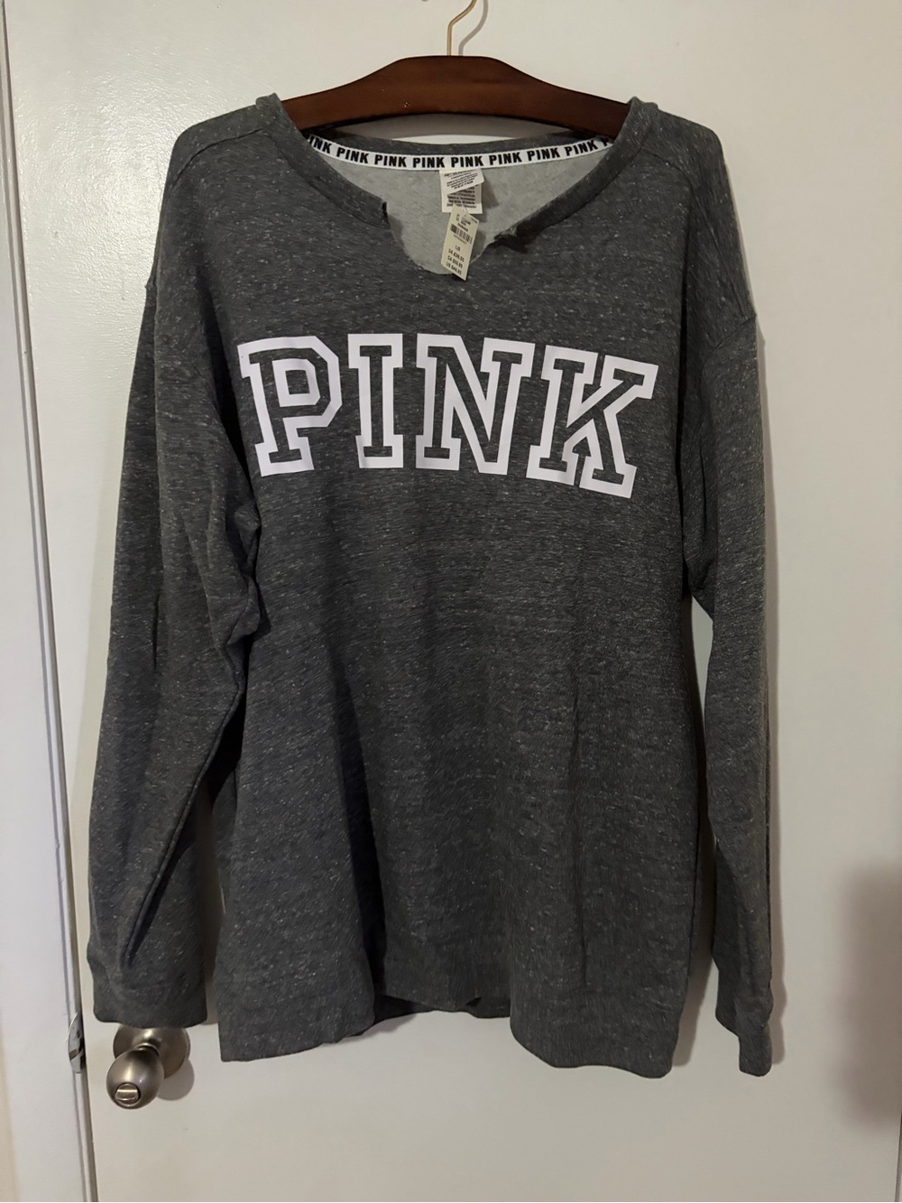 PINK Victoria's Secret Heather Gray Logo Pullover Sweatshirt